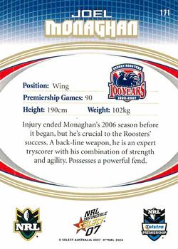 2007 Select NRL Invincible #171 Joel Monaghan Back